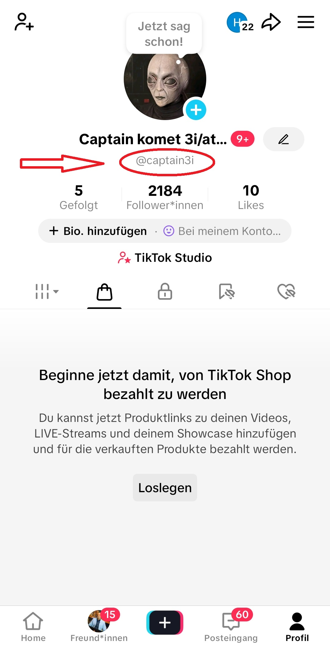 Benutzername hinter dem @ anzeigen